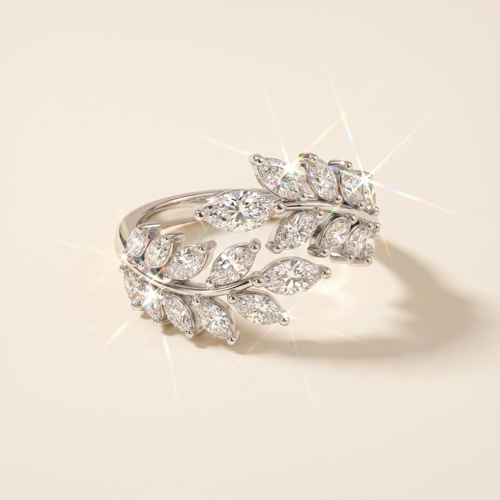 Leaf Wrap Ring — Crystal Pavé