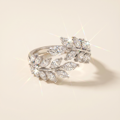 Leaf Wrap Ring — Crystal Pavé